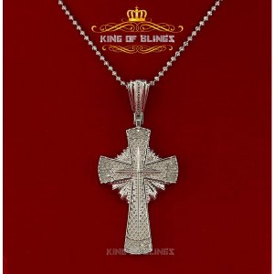 King 14444W-A99KOB 10k White Gold Finish With Real Diamond Faith Silve