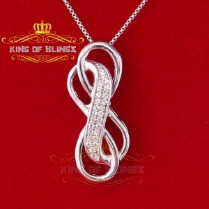 King 12167W-A14KO 10k White Gold Finish Silver Pendant With Lab Create