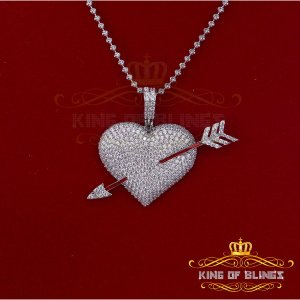 King 18101W-A29KOB 10k White Gold Finish Silver Heart With Arrow Penda