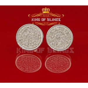 King 12663W-A45KOB Aretes Para Hombre 925 Sterling Silver Carat Round 