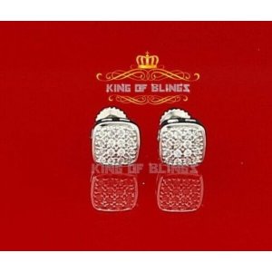 King 9762W-A11KOB 10k White Gold Finish Silver Stud Men'sladies Earrin