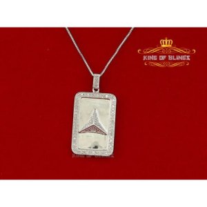 King 14265W-A49KOB 10k White Gold Finish Small Designer Silver Pendant