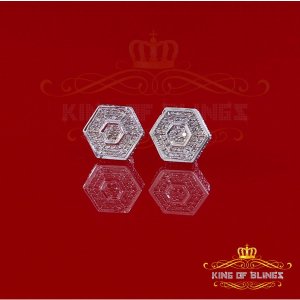 King 19389W-A39KOB Aretes Para Hombre 925 Sterling Silver Carat Round 