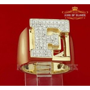 King 15159YF-A39KOB 10k Yellow Gold Finish Alphabets Silver Rings With