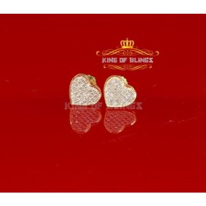 King 15214Y-A109KOB 10k Real Yellow Gold Heart Earrings With Real Ct D