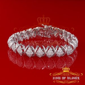 King 11470W-A99KOB 10k White Gold Finish Silver Ladies Bracelet With L