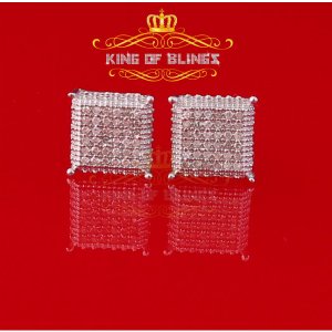 King 11430W-A34KOB Aretes Para Hombre 925 Sterling Silver Carat Round 