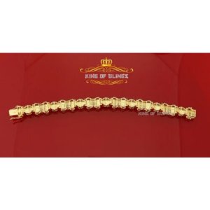 King 90013Y-A69KOB 10k Yellow Gold Finish Silver Bracelet With Lab Cre