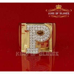 King 15159YP-A39KOB 10k Yellow Gold Finish Alphabets Silver Rings With