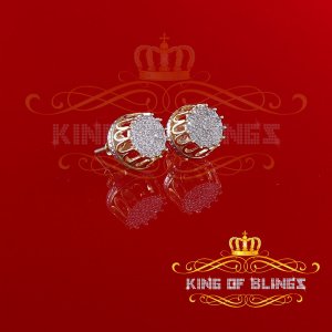 King 19757Y-A59KOB Carat Diamond Stud Earrings For Women Sterling Silv