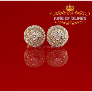 King 19102Y-A14KOB Aretes Para Hombre 925 Yellow Silver Iced Out Cz Ro