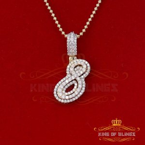 King 18579Y8-A49KOB 10k Yellow Gold Finish Cursive 3d Numbers With Lab