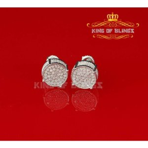 King 16030W-A19KOB 10k White Gold Finish Silver Stud Earrings With Lab