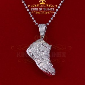 King 14384W-A89KOB 10k White Gold Finish Shoes Silver Pendant Charm Wi