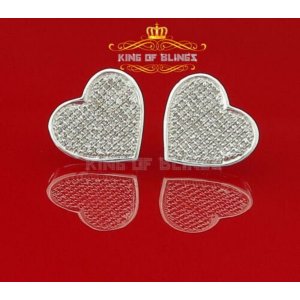 King 12712W-A79KOB Micro Pave Earrings For Women Real Diamonds Ct Silv