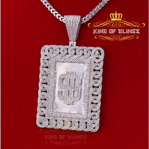 King 14191W-A129KOB 10k White Gold Finish Real Diamond Silver Pendant 