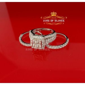 King 9984W-A49KOB 10k White Gold Finish In Silver Cz Ladies Ring Size 