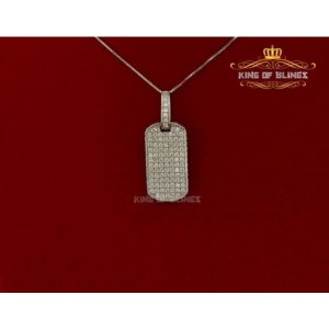 King 15252W-A29KOB 10k White Gold Finish Silver Dog Tag Pendant With L