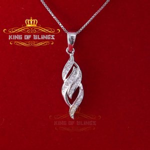 King 10223W-A15KOB 10k White Gold Finish Silver Pendant With Lab Creat