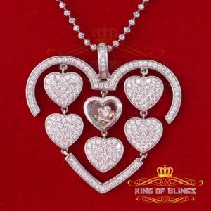 King 13998W-A99KOB-1 10k White Gold Finish Silver Floating Pendant Lab