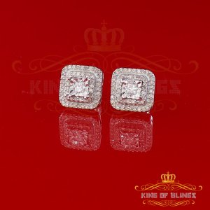 King 19570W-A54KOB Carat Diamond Stud Earrings For Women Sterling Silv