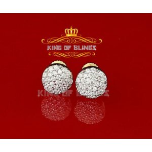 King 12215Y-A10KOB Aretes Para Hombre 925 Yellow Silver Iced Out Cz Ro