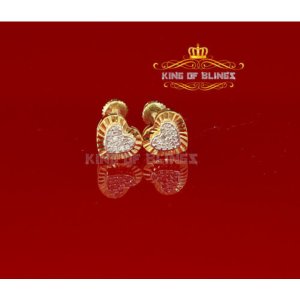 King 15351Y-A99KOB 10k Real Yellow Gold Heart Earrings With Real Ct Di