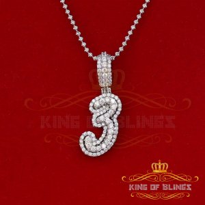 King 18579W3-A49KOB-001 10k White Gold Finish Cursive 3d Numbers With 