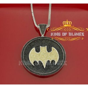 King 15399WY-A149KOB 10k White Gold Finish Batman Silver Pendant With 