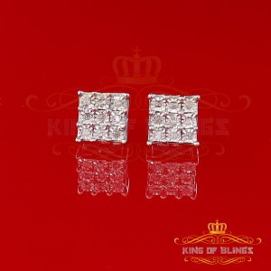 King 19564W-A39KOB 0.15ct Carat Diamond Stud Earrings For Women Sterli