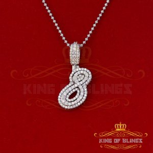 King 18579W8-A49KOB-001 10k White Gold Finish Cursive 3d Numbers With 