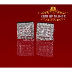 King 10200W-A12KOB Silver Earring 10k White Gold Finish Sterling Silve