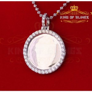 King 18762W-A79KOB 10k White Gold Finish Silver Picture Pendant With D