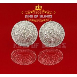 King 12665W-A45KOB Aretes Para Hombre 925 Sterling Silver Carat Round 