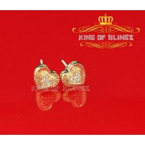 King 10970Y-A12KOB 10k Yellow Gold Finish Sterling Silver Heart Earrin