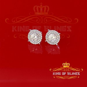 King 13359W-A19KOB Aretes Para Hombre 925 White Silver Iced Out Cz Rou