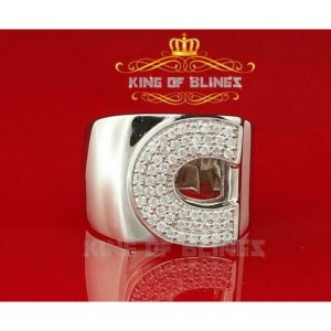 King 15159WC-A39KOB 10k White Gold Finish Alphabets Silver Rings With 