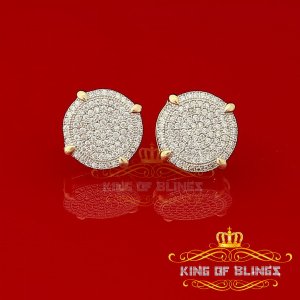 King 9662Y-A24KOB Aretes Para Hombre 925 Yellow Silver Iced Out Cz Rou