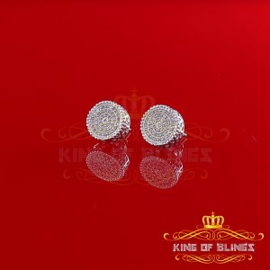 King 19734W-A39KOB Aretes Para Hombre 925 Sterling Silver Carat Round 