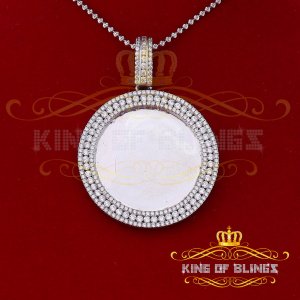 King 19574W-A89KOB 10k White Gold Finish Silver Picture Pendant With D