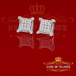 King 19247W-A16KOB Men's Elegant Square White Gold Sterling Silver Scr