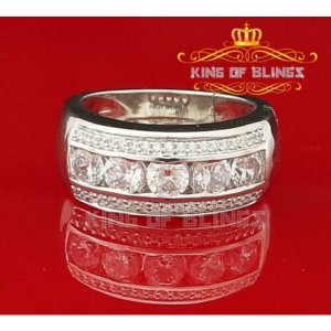 King 11518W-A29KOB 10k White Gold Finish Men's Silver Ring Size 10 Wit