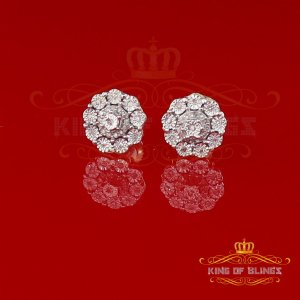 King 19474Y-A29KOB 0.15ct Carat Diamond Stud Earrings For Women Sterli