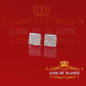 King 11555W-A24KOB 10k White Gold Finish With Real 0.15ct Diamond Squa