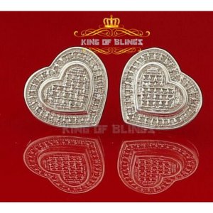 King 12795W-A44KOB Aretes Para Hombre 925 Sterling Silver Carat Round 