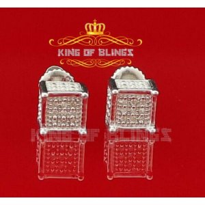 King 9879W-A13KOB Diamond Stud Earrings For Women Sterling Silver Stud