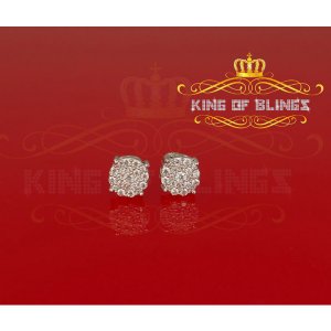 King 19092W-A10KOB Aretes Para Hombre 925 White Silver Iced Out Cz Rou