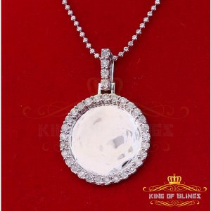 King 19418W-A149KOB 10k White Gold Finish Silver Picture Pendant With 