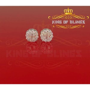 King 18817W-A15KOB Aretes Para Hombre 925 White Silver Iced Out Cz Rou