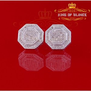 King 19308W-A59KOB Carat Diamond Stud Earrings For Women Sterling Silv